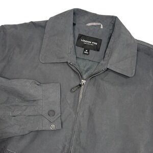 London Fog Collection Mens Medium Gray Zip Front Harrington‎ Jacket NWT